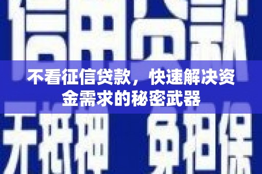 万荣不看征信贷款，快速解决资金需求的秘密武器