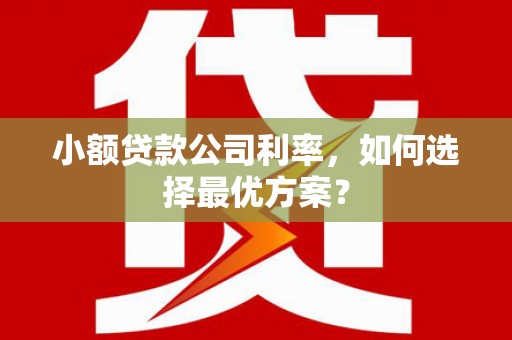 万荣小额贷款公司利率，如何选择最优方案？